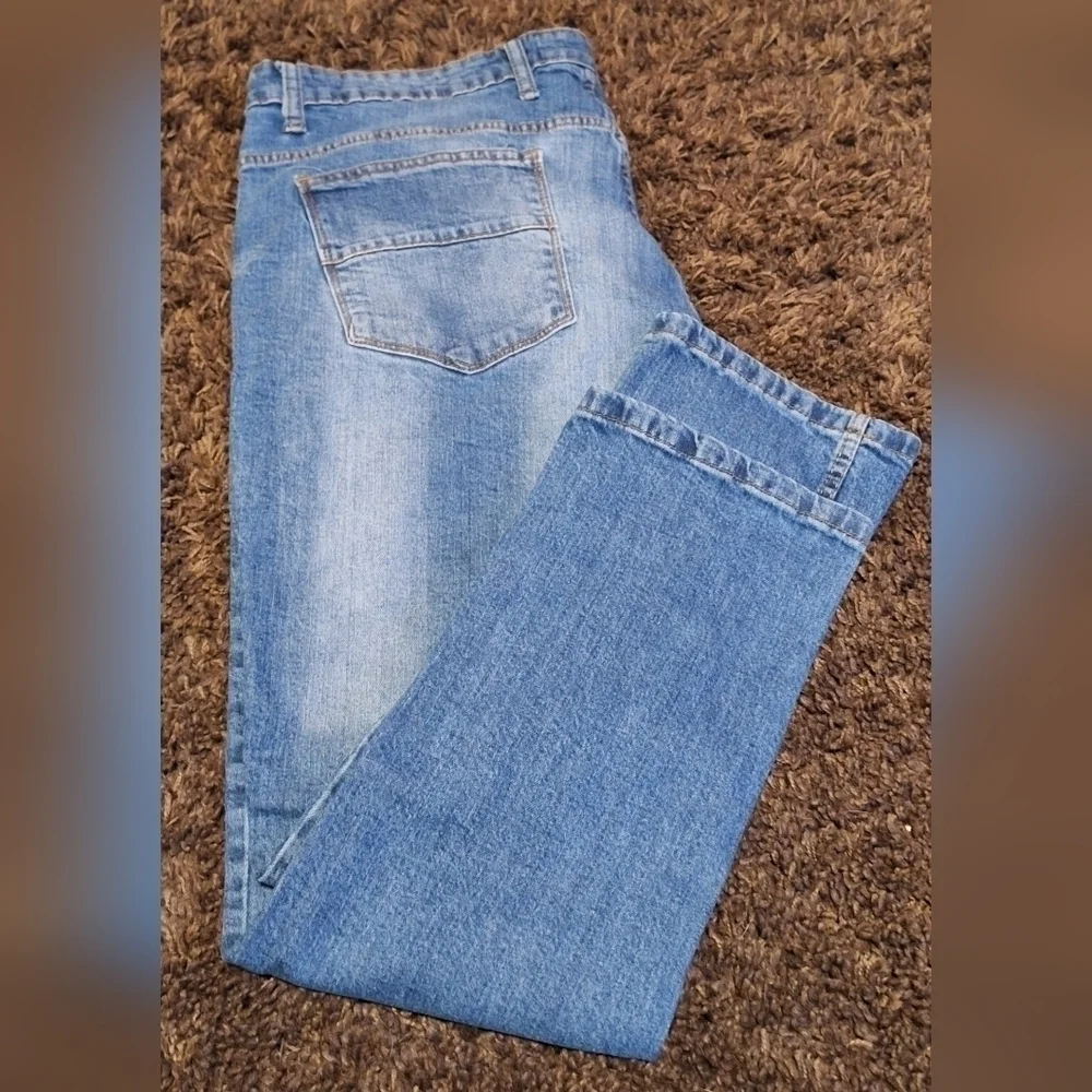Paper Denim & Cloth Medium Wash Distressed Straight Men's Denim Jean Sz. 44x28